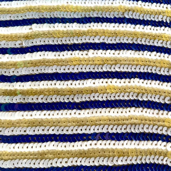 Sequined Striped Long Tank w/Silk Cream Piping Size Large by Theory - Picture 6 of 11